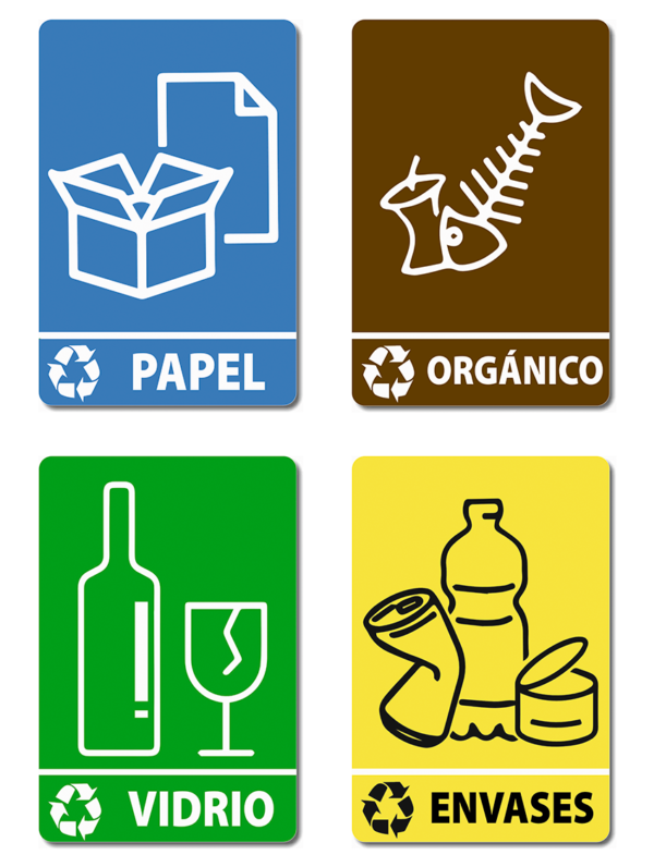 Pack 4 Pegatinas Reciclaje