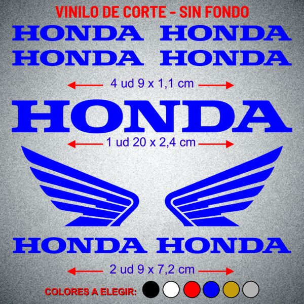 Pack 7 Pegatinas adhesivas vinilo Honda para moto, coche, casco