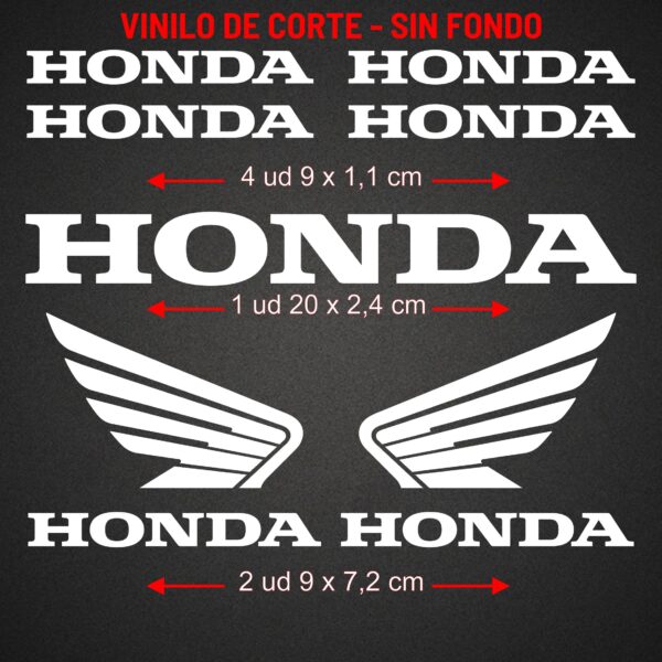 Pack 7 Pegatinas adhesivas vinilo Honda para moto, coche, casco