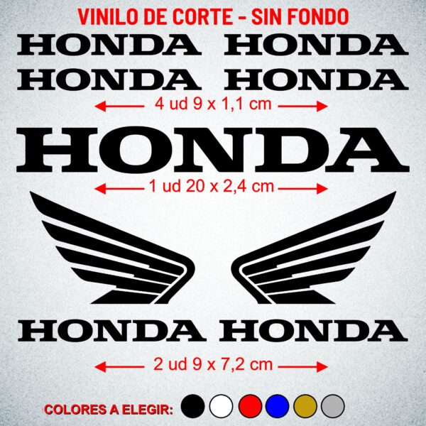 Pack 7 Pegatinas adhesivas vinilo Honda para moto, coche, casco