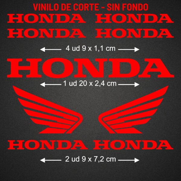 Pack 7 Pegatinas adhesivas vinilo Honda para moto, coche, casco